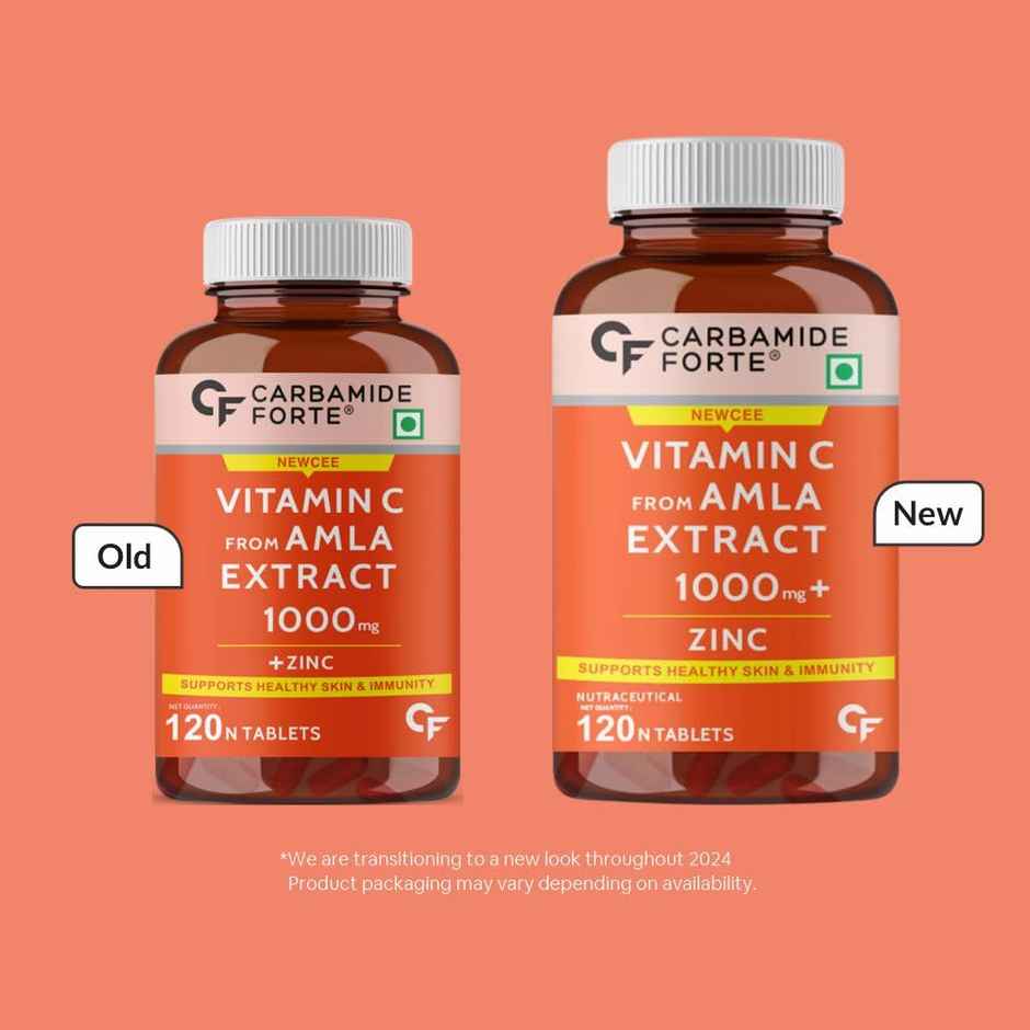 Carbamide Forte Natural Vitamin C Amla Extract With Zinc For Immunity & Skincare - 120 Veg Tablets