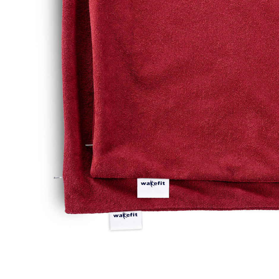 Wakefit Waterproof Pillow Protector | 28x18 in | Terry Cotton | Set of 2 | Maroon | Zipper Closure