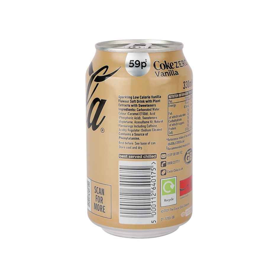 Coca-Cola Vanilla Zero Sugar Can | Low-Calorie Drink