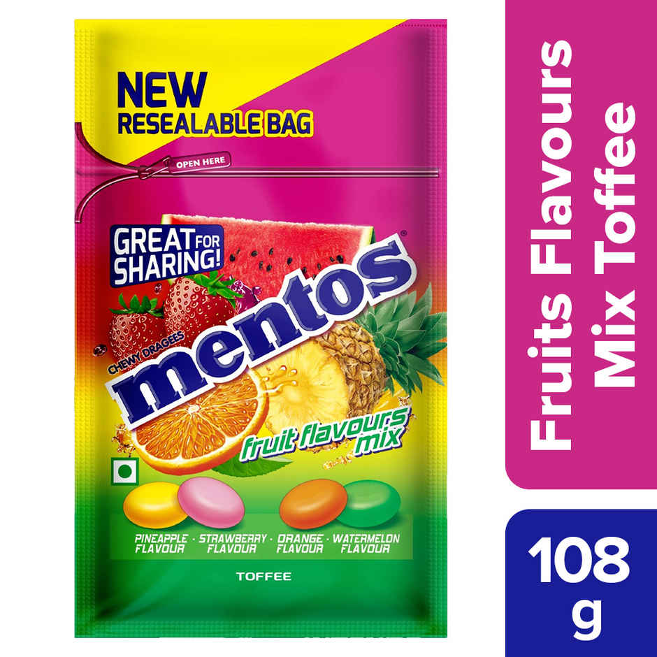 Mentos Rainbow Assorted Flavour Chewy Toffee Pouch