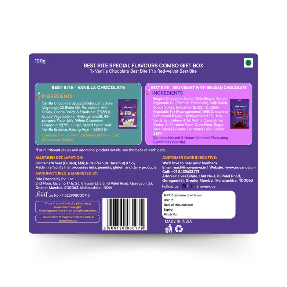 Nova Nova Best Bite Chocolate Filled Mini Cones - Special Flavours Gift Box- Pack Of 2