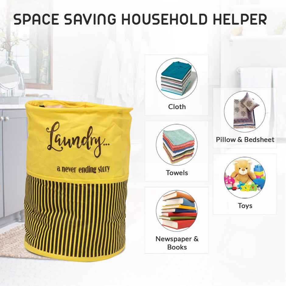 Perpetual Cloth Basket For Laundry - Waterproof Non Woven Foldable Basket Bag With Handle 45L (Yline)