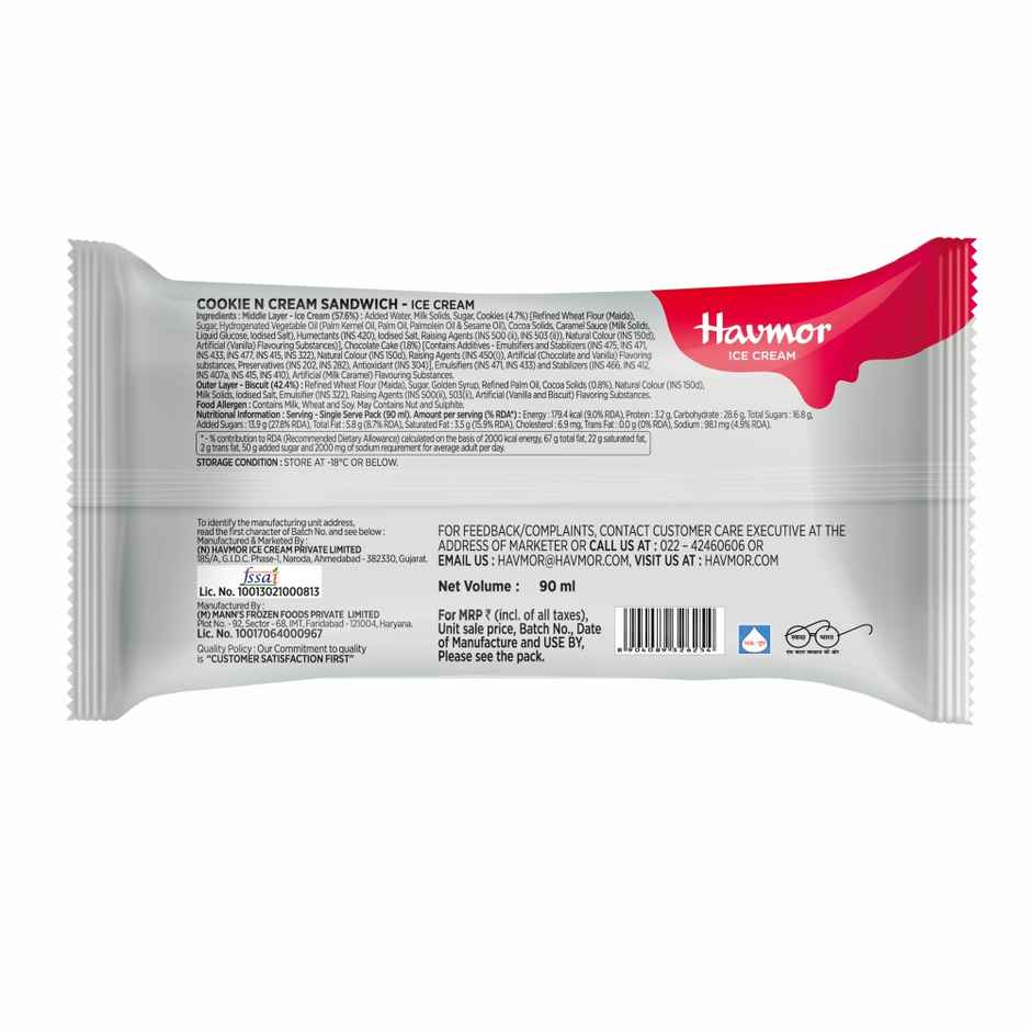 Havmor Cookie N Cream Sandwich