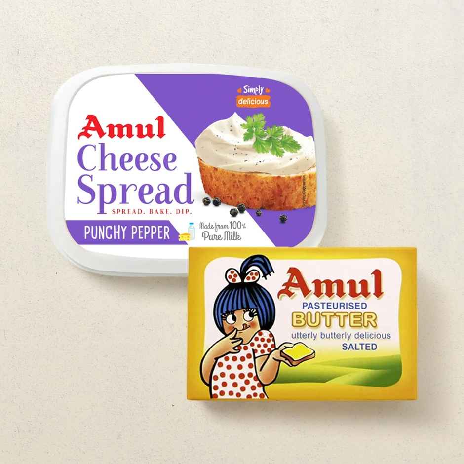 Amul Cheese - Pepper(200gms) & Amul Butter - Pasteurised(100gms) Combo