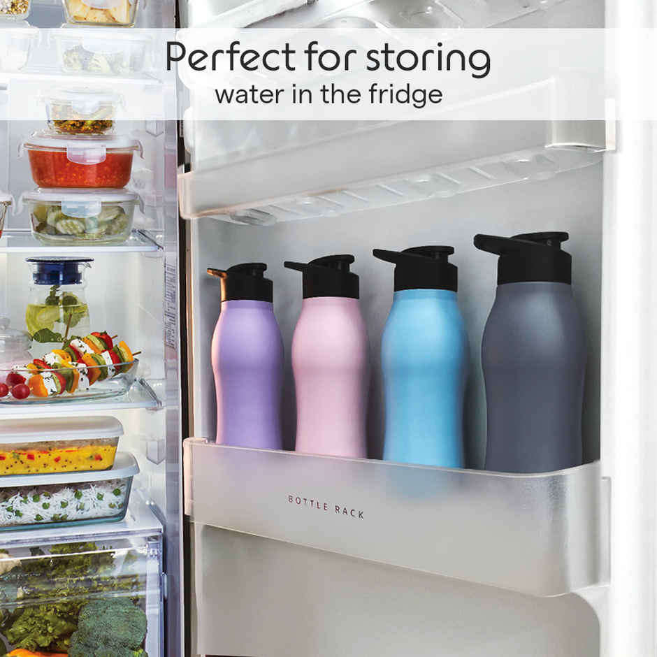 Borosil Grip Go BIS Approved Single Wall Stainless Steel Water Bottle | Purple | 950 ml