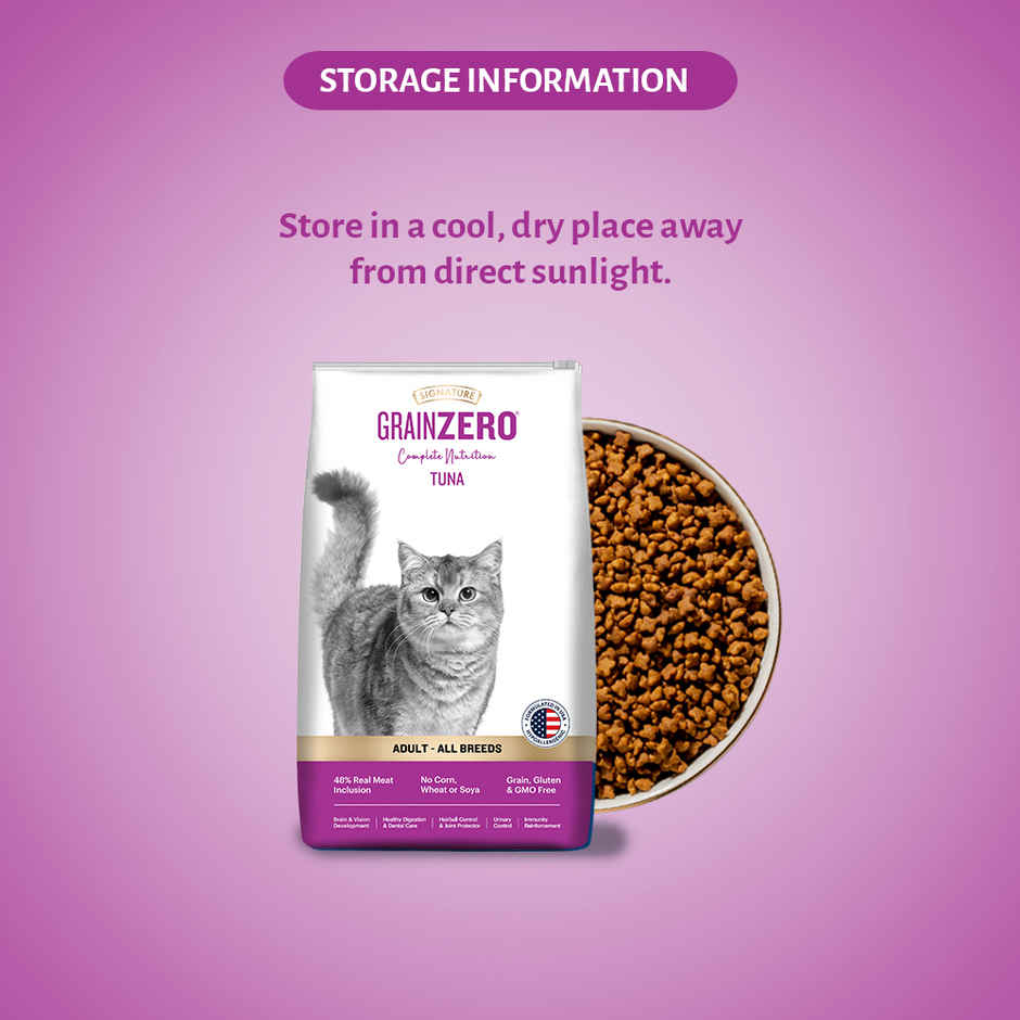 Grain Zero Tuna, Adult Dry Cat Food, 1.2 Kg + Free Cat Creamy Treat 75 g