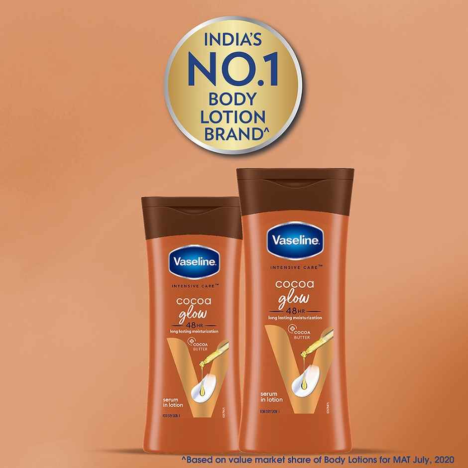 Vaseline Cocoa Glow Serum In Lotion, 100% Pure Cocoa & Shea Butter for Glowing & Soft Skin