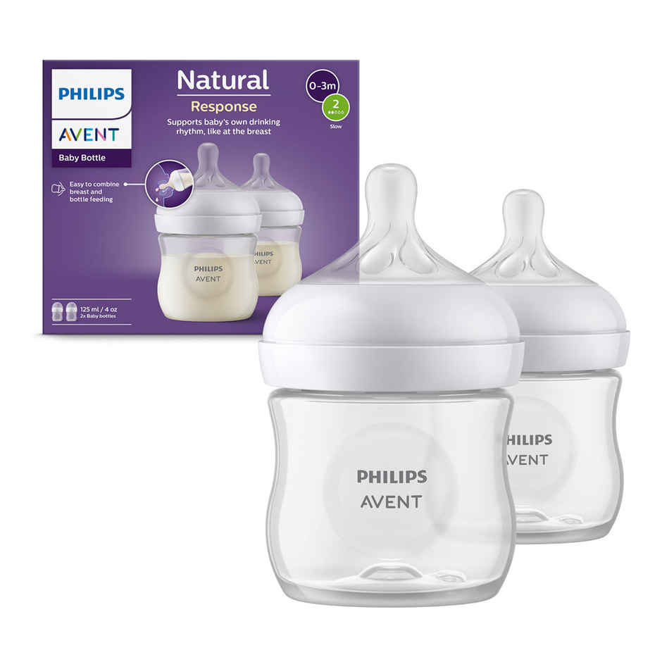 Philips Avent Natural Baby Feeding Bottle | 0m+| 125ml| Pack of 2 | SCY900/02