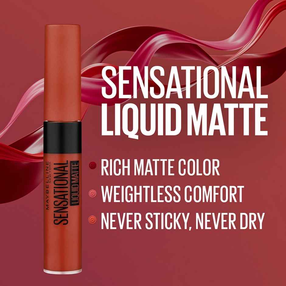 Maybelline New York Sensational Liquid Matte Lipstick - 12 More Than Red
