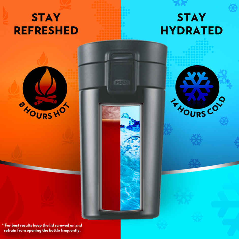 Borosil Hydra Coffeemate Stainless Steel Vacuum Insulated Travel Mug | 300 ml| Spill Proof Combo