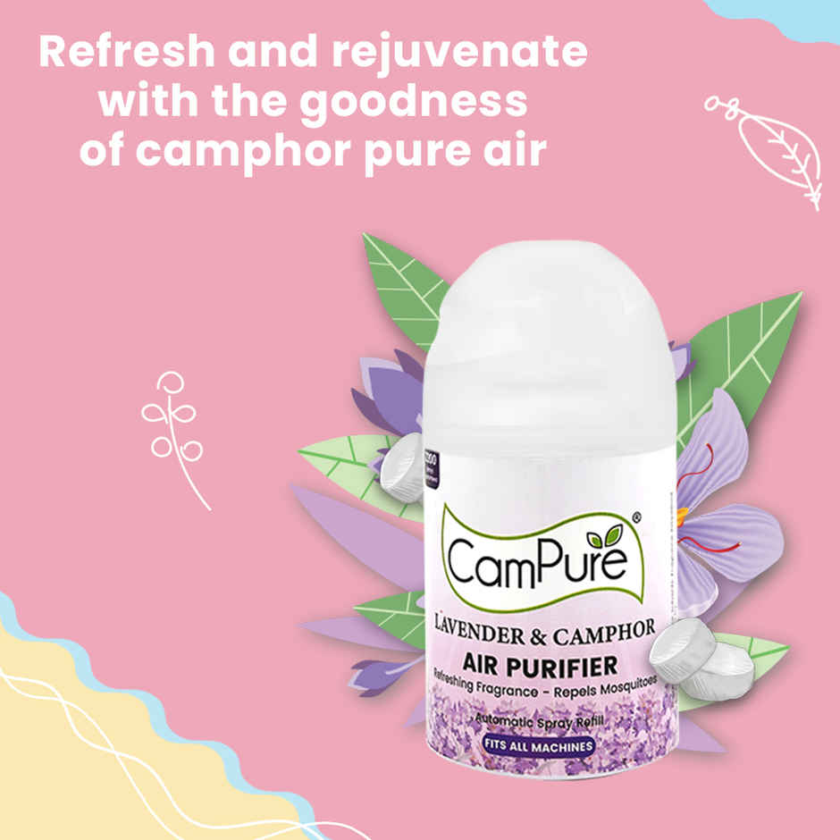 Campure Automatic Spray Machine + Lavender Camphor /Kapur Air Freshener Refill