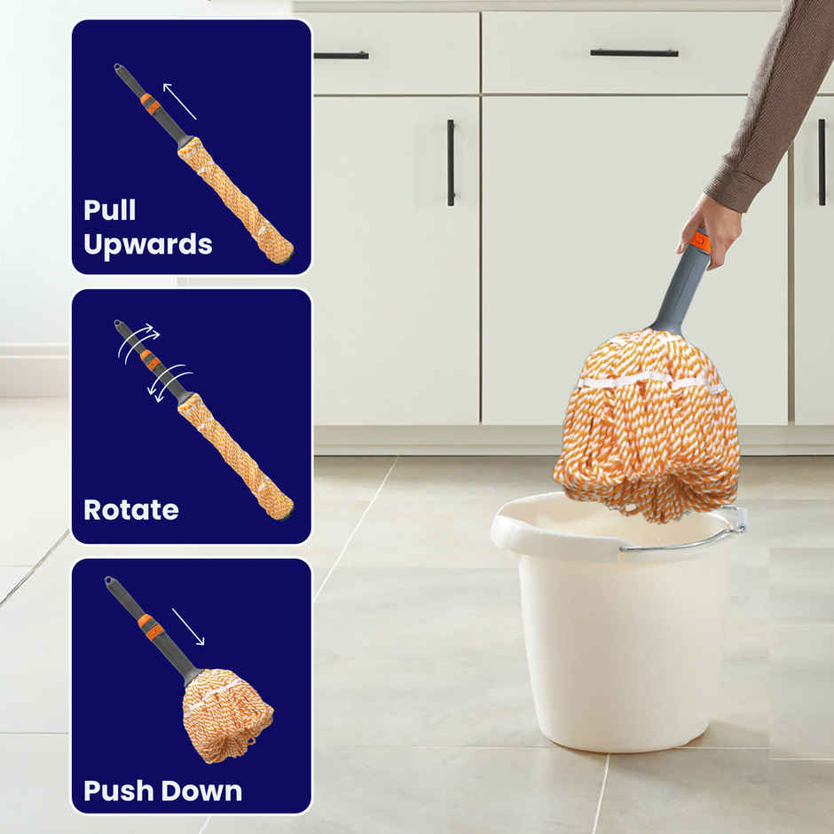 Chakaachak Microfiber Twist Mop With Stainless Steel Telescopic Handle