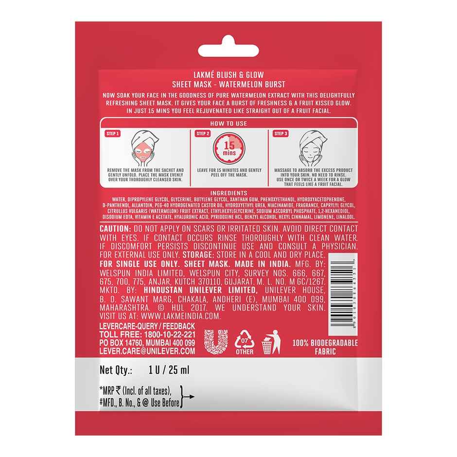 Lakme Blush & Glow Watermelon Sheet Mask