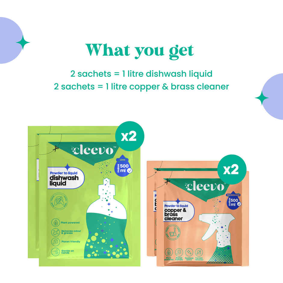 Cleevo Copper Brass Cleaner Spray and Dishwash Liquid