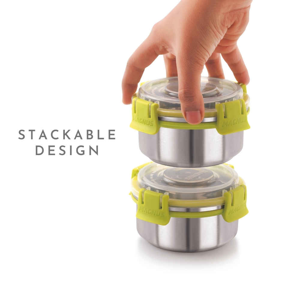 Magnus Klip Lock Stainless Steel Container- 450 ml