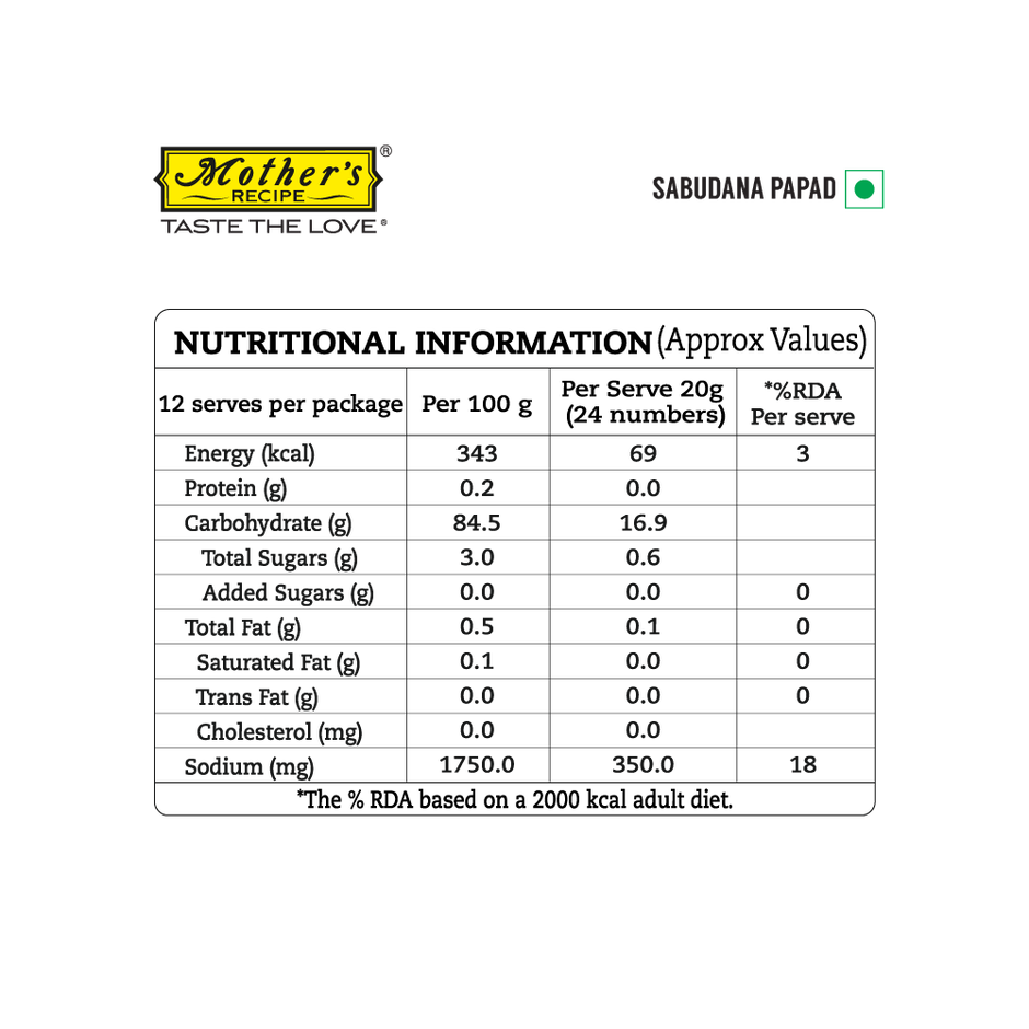 Mother's Recipe Sabudana Papad