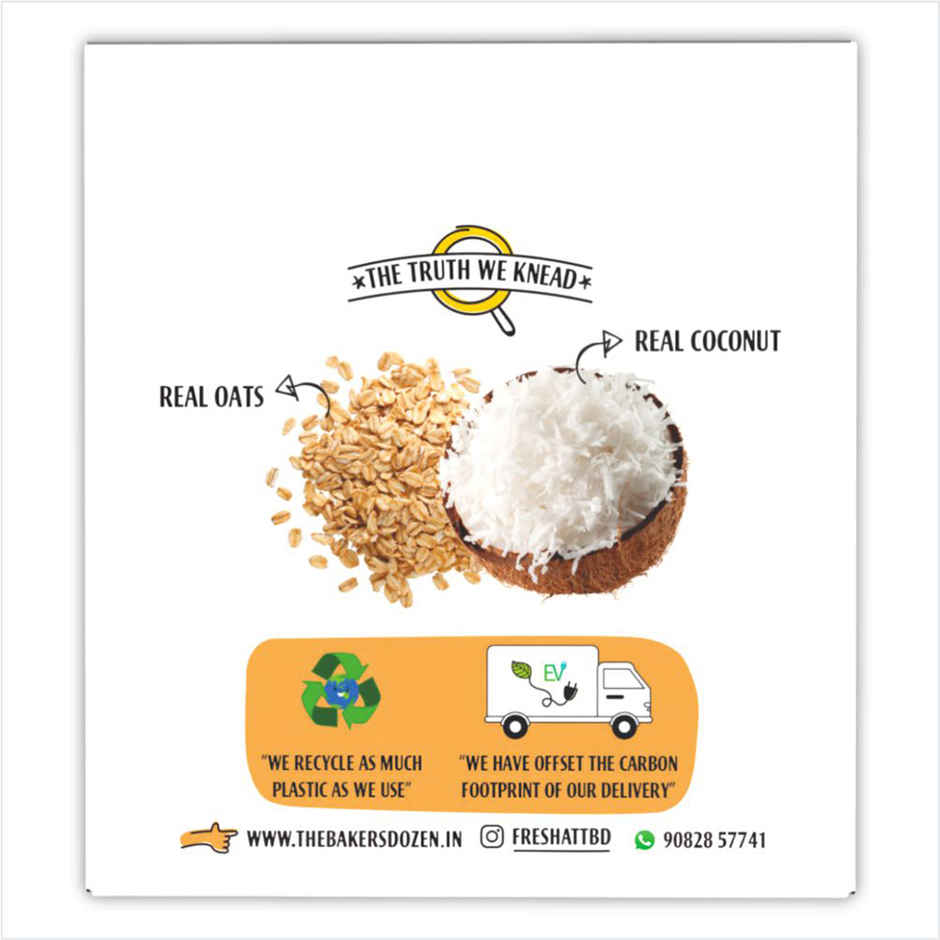 The Baker's Dozen Zero Maida Coconut Oats Cookies | Premium Oats Biscuit cookies | Coconut Biscuit