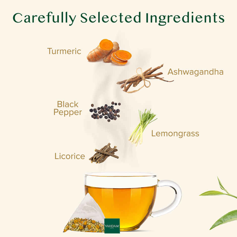 Vahdam Turmeric and Ashwagandha Organic Herbal Tea