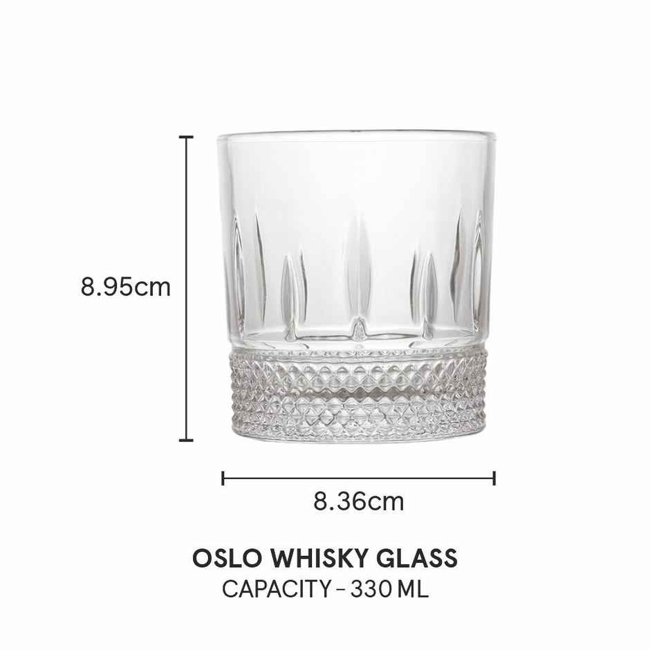 Oslo Whisky Glass | Elegant Barware Set | Set Of 6 Pcs | 330 ml | Sanjeev Kapoor
