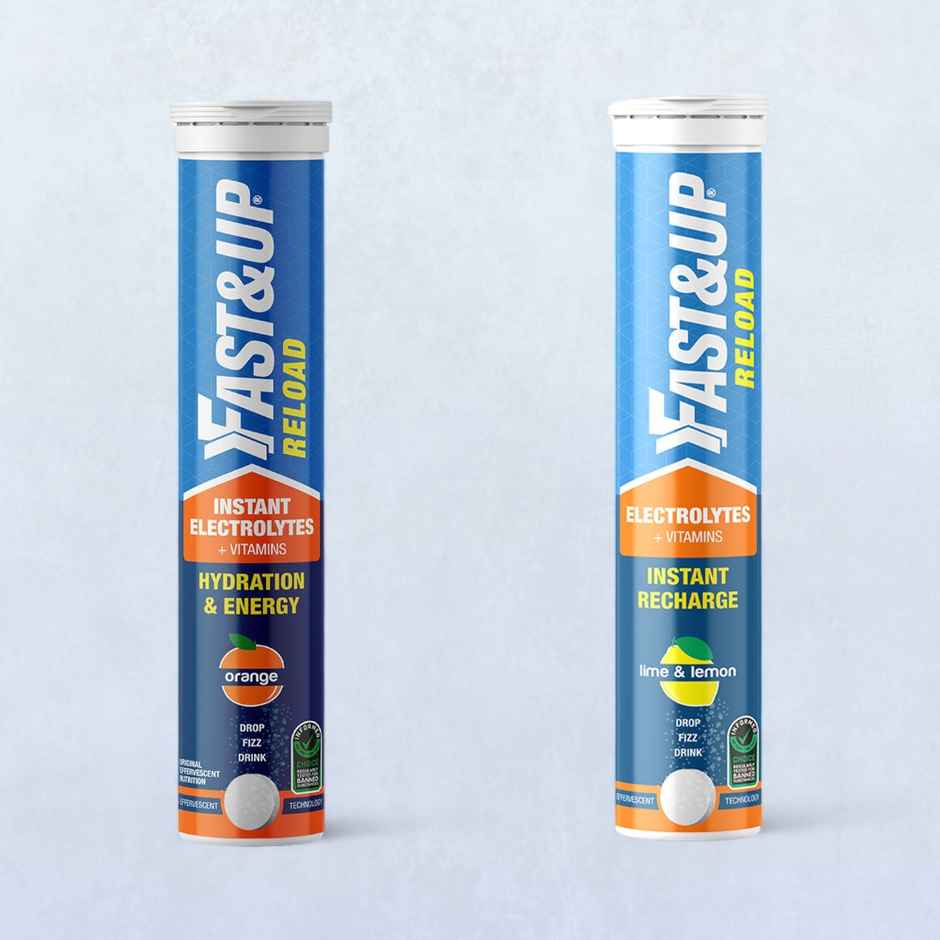 Fast&Up Reload Lime & Lemon Instant Energy Drink 5 Essential Electrolytes 20 PIECE & Fast&Up Reload Orange Instant Energy Drink 5 Essential Electrolytes 20 PIECE