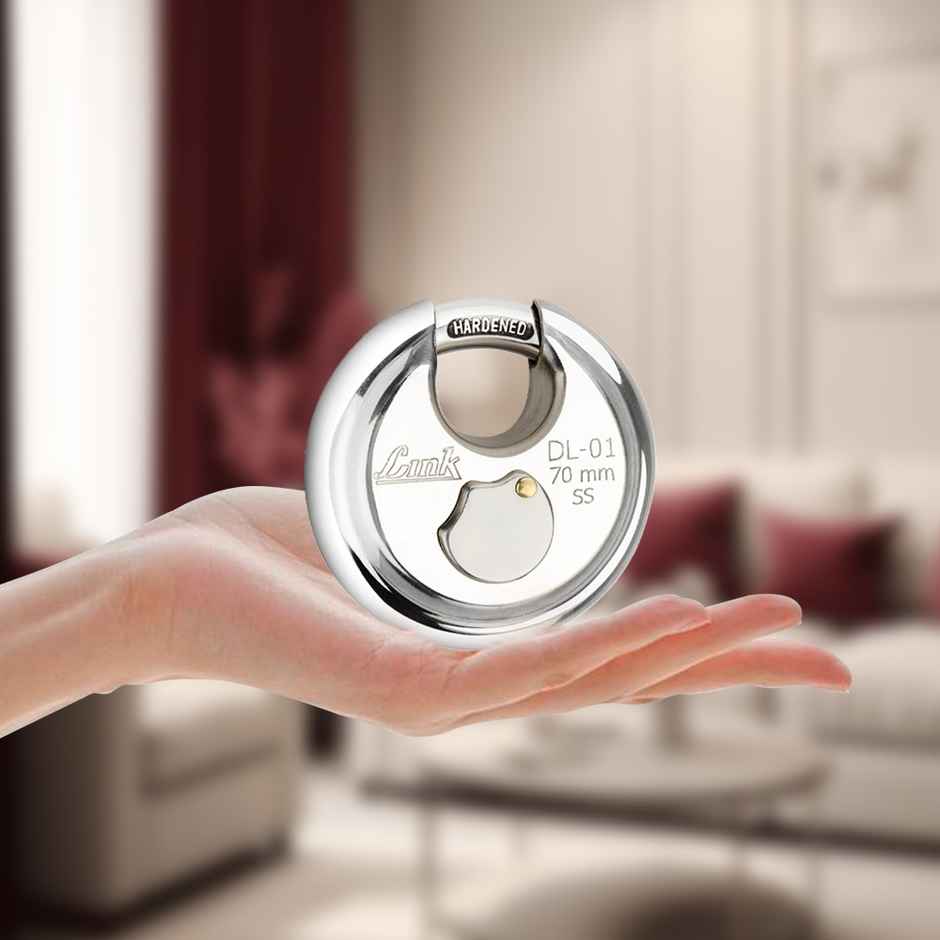 Link Stainless Steel Disc Lock DL-01 70mm with Hardened Shackle & 3 Nickel Silver Keys