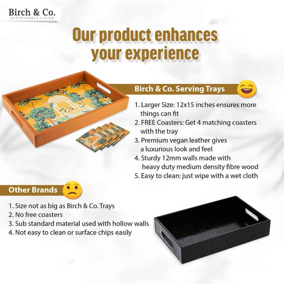 Birch & Co. Serving Tray - Heritage With Four Free Matching Coasters