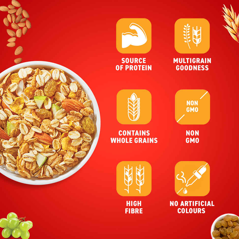 Bagrry's Crunchy Muesli with Almonds, Raisins & Honey(40% Oat Clusters)