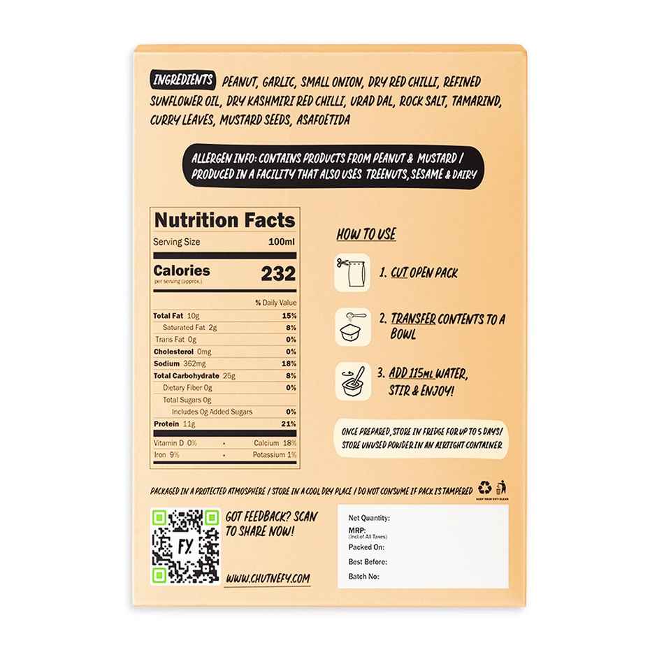 Chutnefy Peanut Chutney - Value Pack | Serves 4-5 People - 0% Additives-Colours-Preservatives