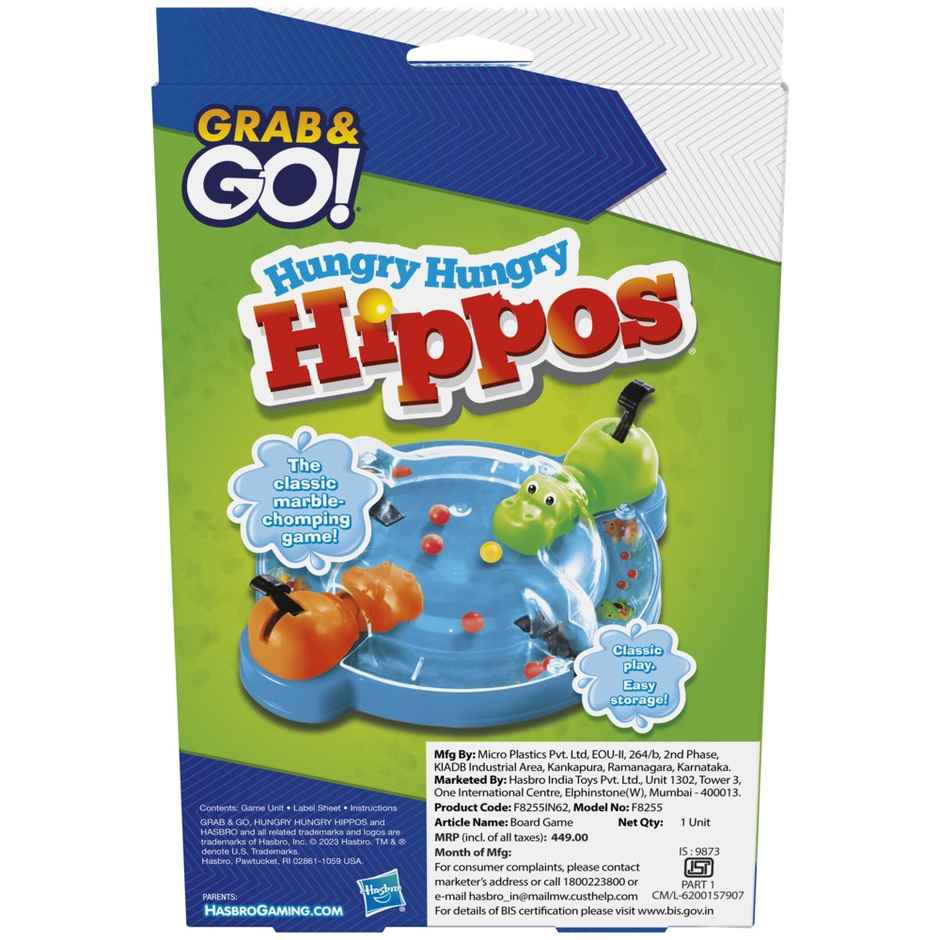 Hasbro Hungry Hippos - Travel Friendly Miniature Version