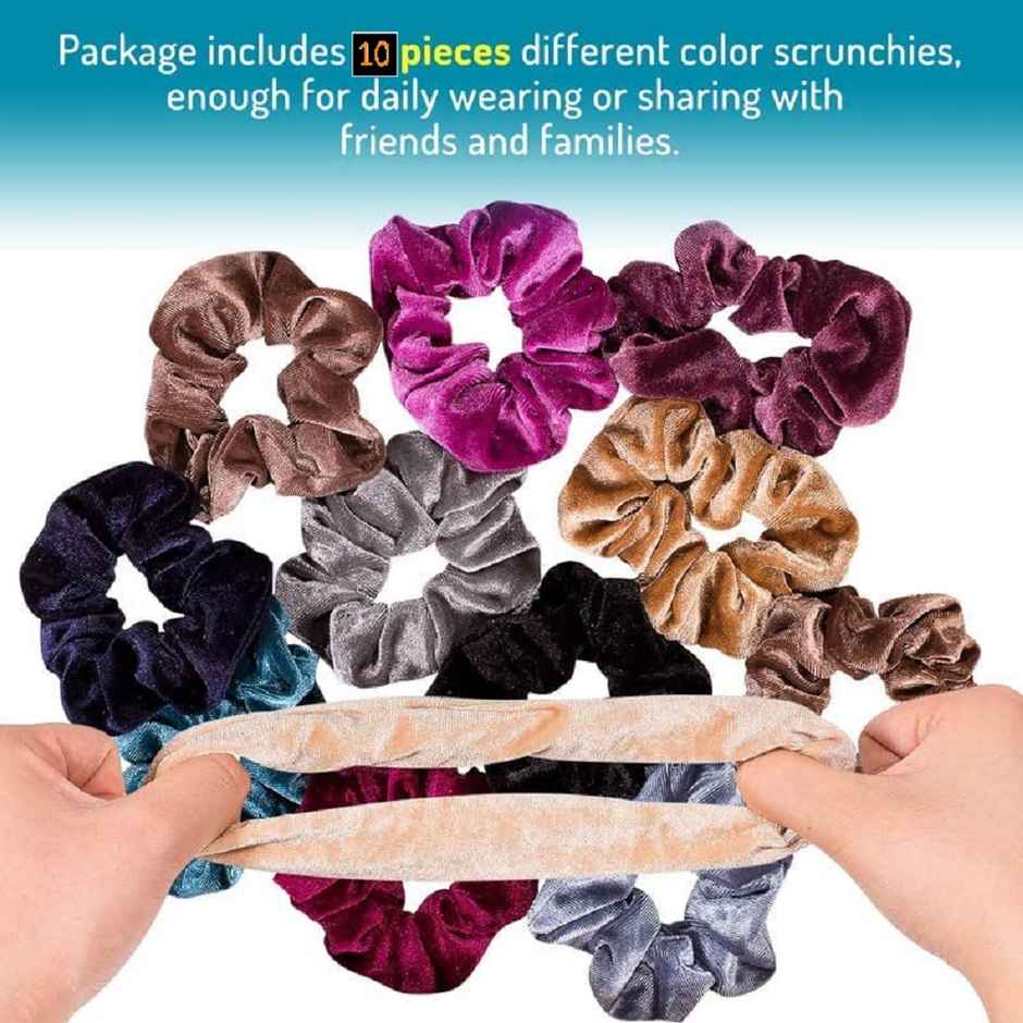 Bronson Professional Hair Scrunchies, Hair Bands Satin, Velvet, Chiffon, Cotton | | Mix Colour
