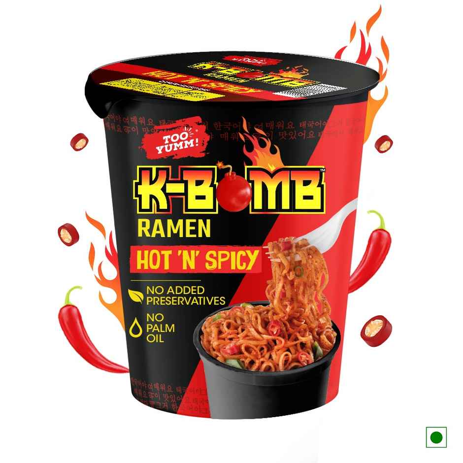 Too Yumm! K-Bomb Ramen Hot N Spicy | Instant Cup Noodles | VEG