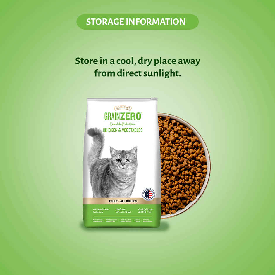 Grain Zero Chicken and Veg, Adult Dry Cat Food 1.2 kg + Free Cat Creamy Treat 75 g