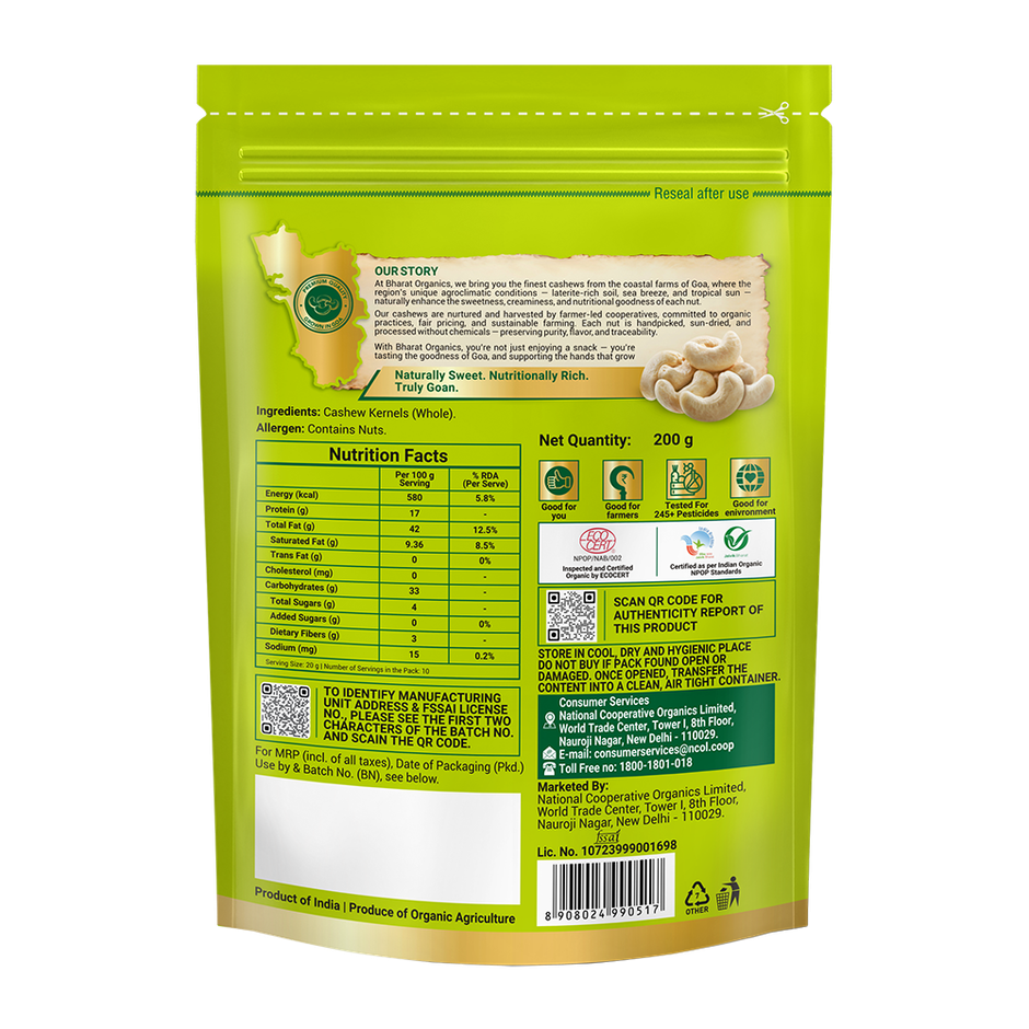 Bharat Organics Goan Cashew Whole