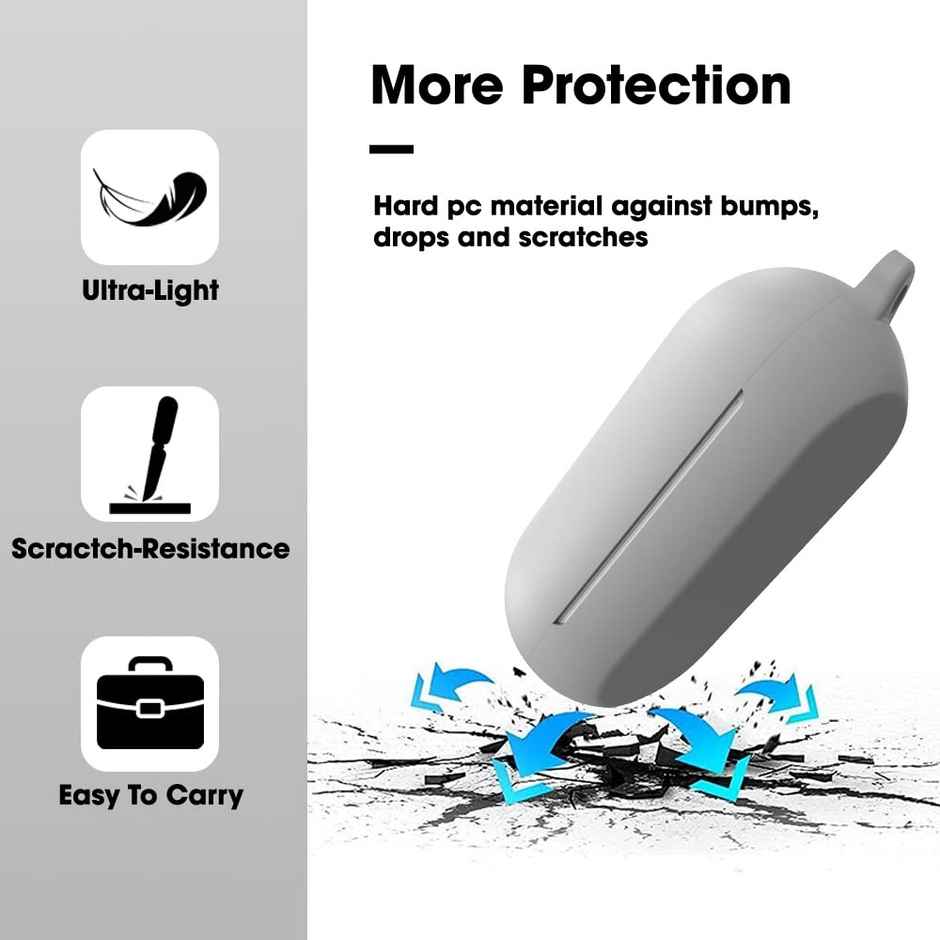 Sounce Portable Silicone Case Cover Scratch-Resistant, Non-Slip Grip, Carabiner Clip Compatible with Keychain for Sony WF-C500 TWS Case Full Protection Shockproof Case Cover Anti Fall Anti Dust (Grey)