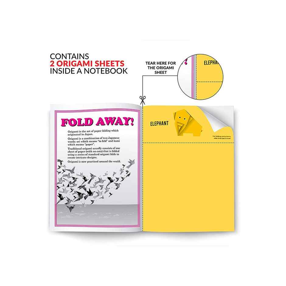 Classmate | Assorted Single Line Origami Notebook (24 x 18 Cm, Assorted, 172 Pages)