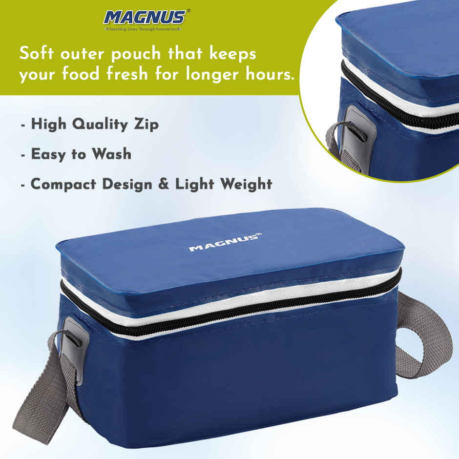 Magnus Fancy 3 Prime Steel Lunch Box Set With Stainless Steel Contianers And Stylish Carry Bag