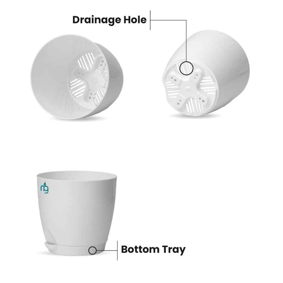 Nurturing Green - Self Watering Pots for Plants | Set of 10 | White | Size: 11.5cm x 11cm