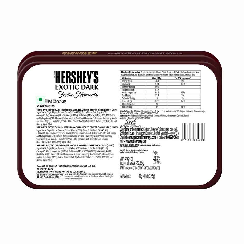 Hershey'S Exotic Dark Festive Moments Tin Pack Combo