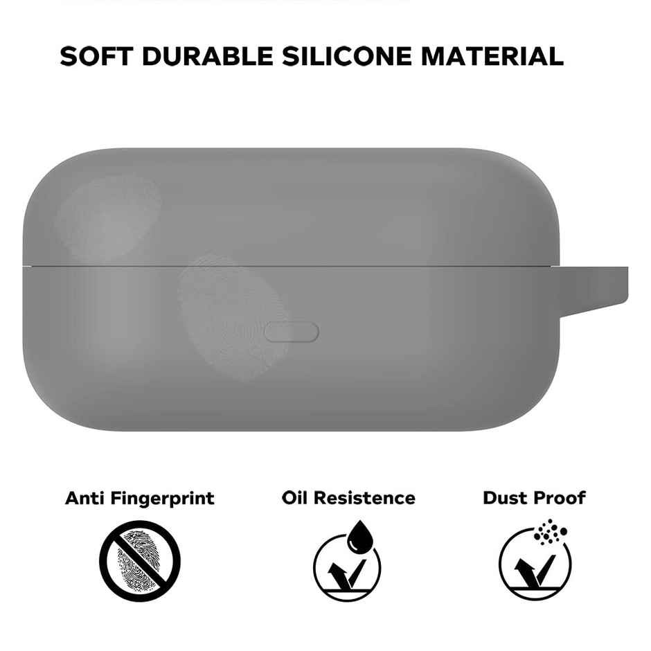 Sounce Earphone Case Cover Compatible for Realme Air Buds 3s,Soft Silicone Skin Case Cover Shock-Absorbing Protective Case with Keychain-Grey