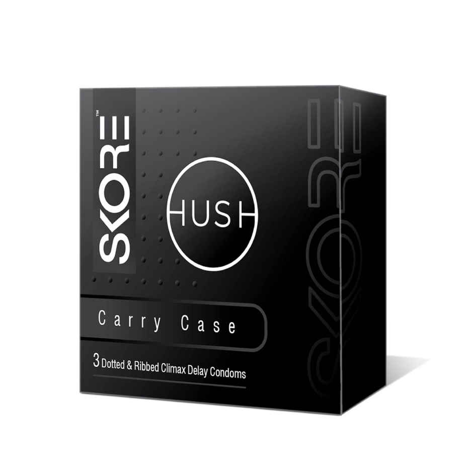 Skore Hush Dotted & Ribbed Climax delay Condom with Carry Case