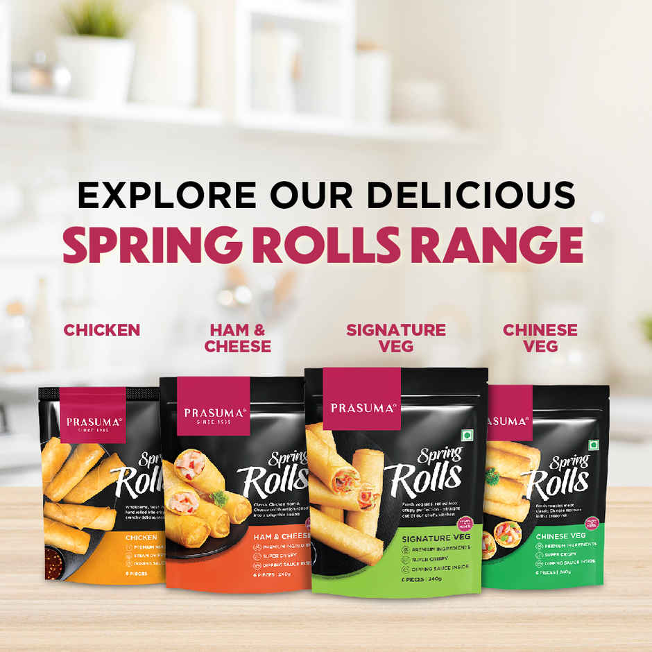 Prasuma Spring Rolls Veg Frozen(6pc) & Prasuma Bao Buns Bbq Chicken(300gms) Combo
