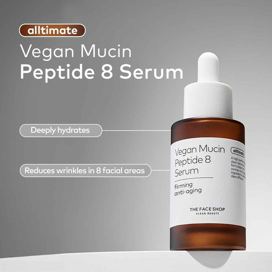 The Face Shop Alltimate Vegan Mucin Peptide 8 Serum - No Snails | Korean | Anti Aging | Hydrating