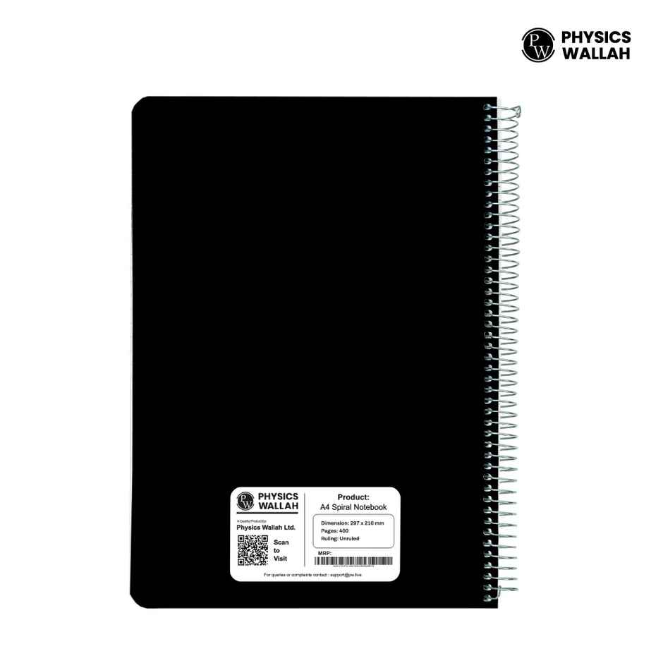 400 Pages A4 Unruled Spiral Notebook | Strong Plastic Spiral Cover