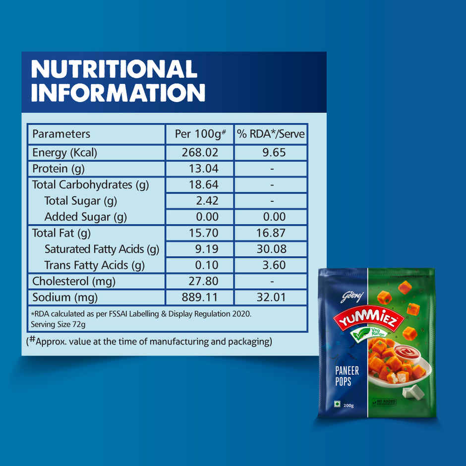 Godrej Yummiez Paneer Pops | Frozen Party Snack