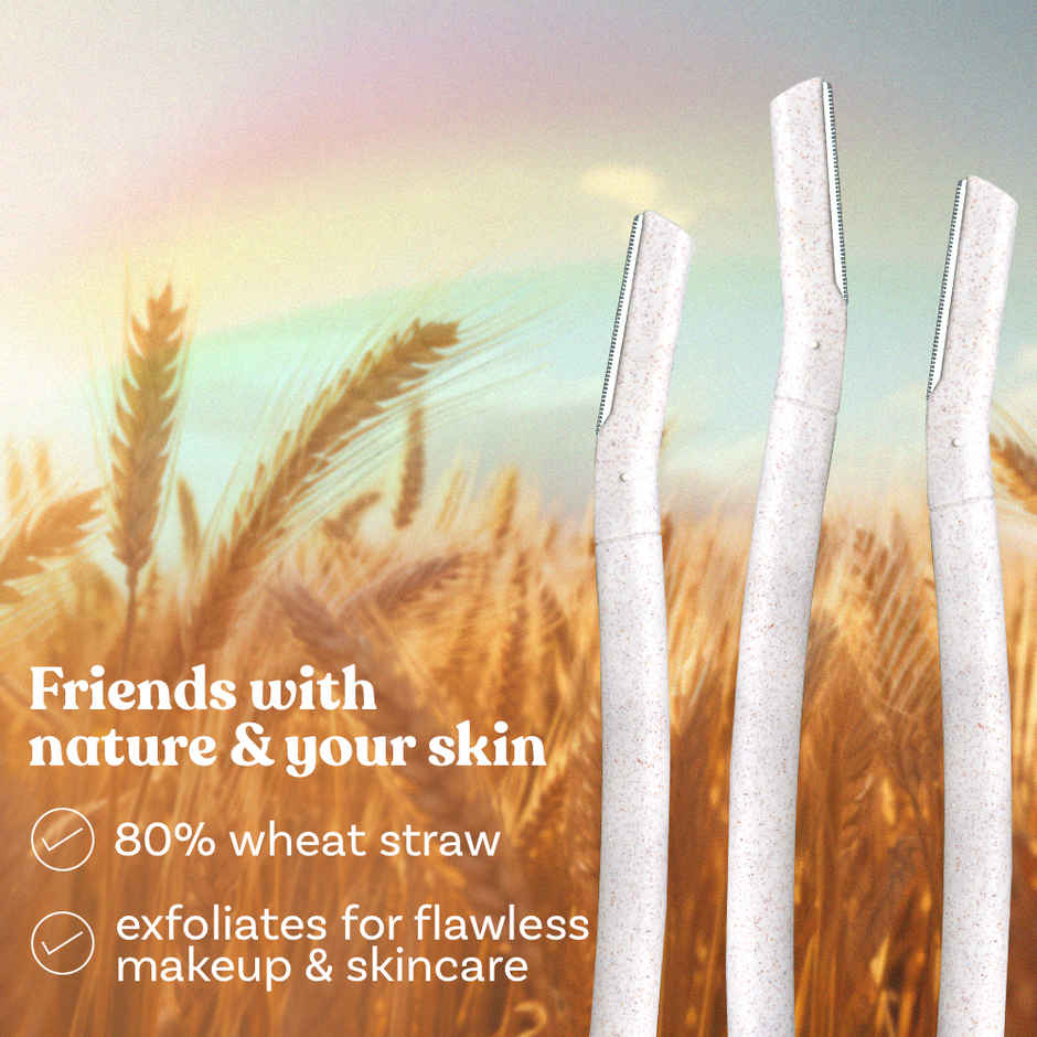 Bombae Biodegradable Face And Eyebrow Razor For Women| Reusable| 3 Pieces