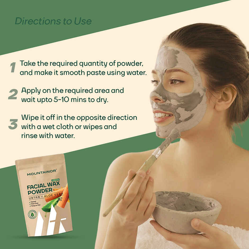 Mountainor Facial Hair Removal Wax Powder With Turmeric & Aloevera Painless Herbal Hair Remover