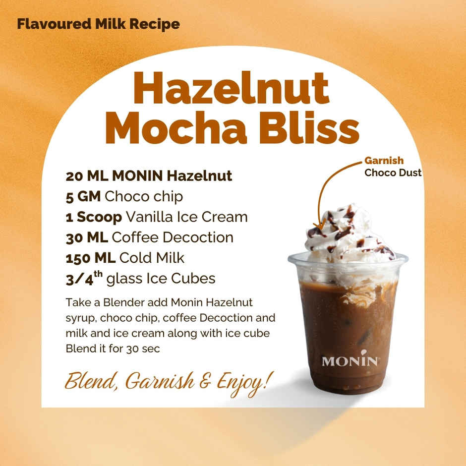 Monin Hazelnut Syrup for Coffee, Shakes and Mocktails