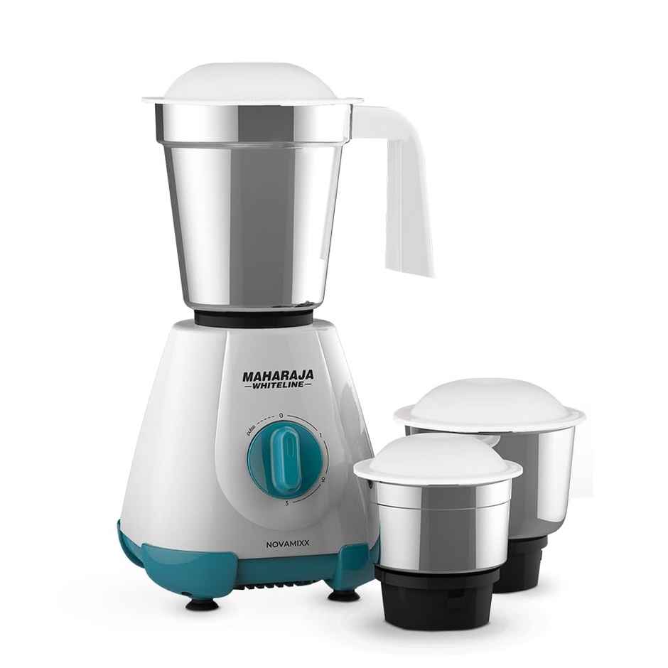 Maharaja Whiteline Novamixx Mx - 277 Mixer Grinder | 500 W | 3 Jars | Turquoise and White