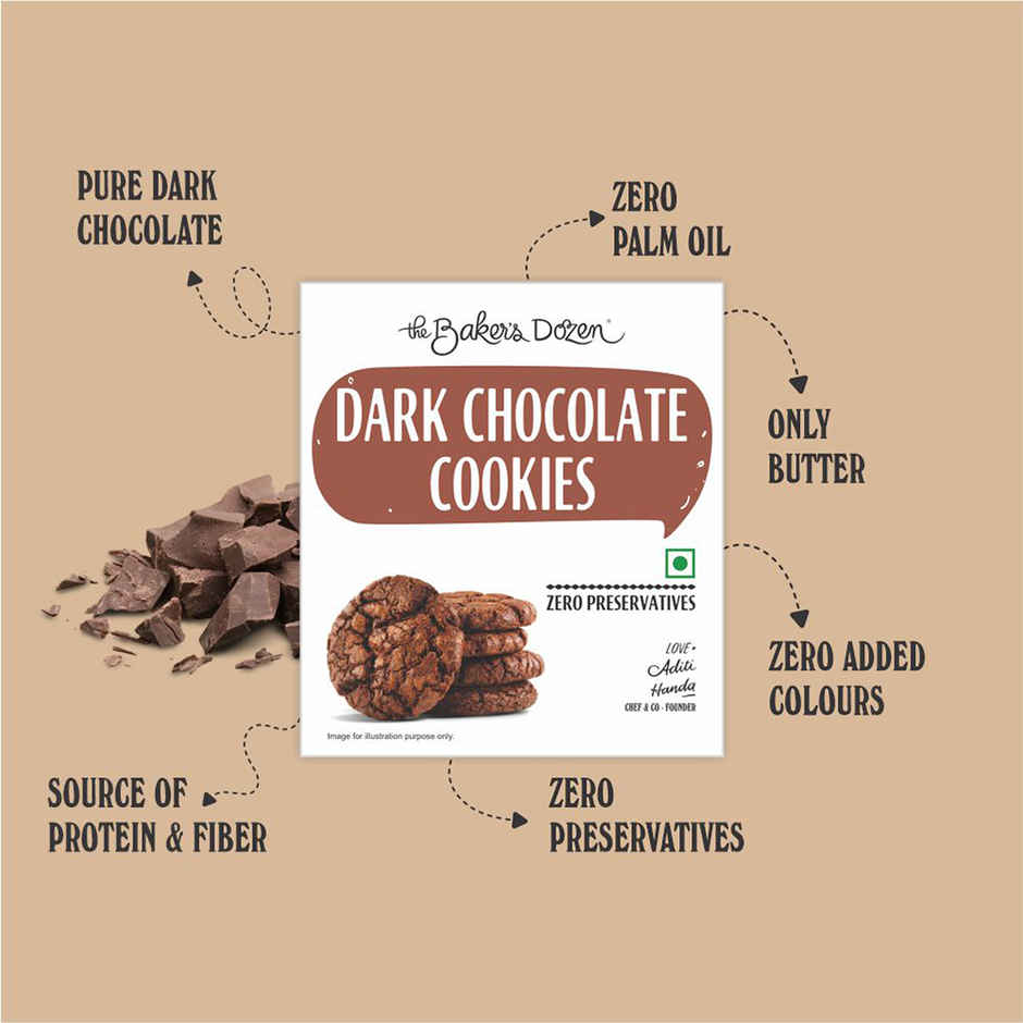 The Baker's Dozen Dark Chocolate Cookies | Premium Biscuit Handmade Cookies | Choco Chip Cookies