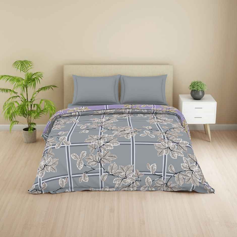 WELSPUN Microfiber Lume Quilt Double 110 GSM Polyster, Easy Care | Dark Grey - 200 x 220 cm